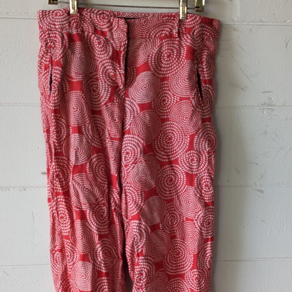 Willi Smith Linen Capri Pants Swirl Pattern